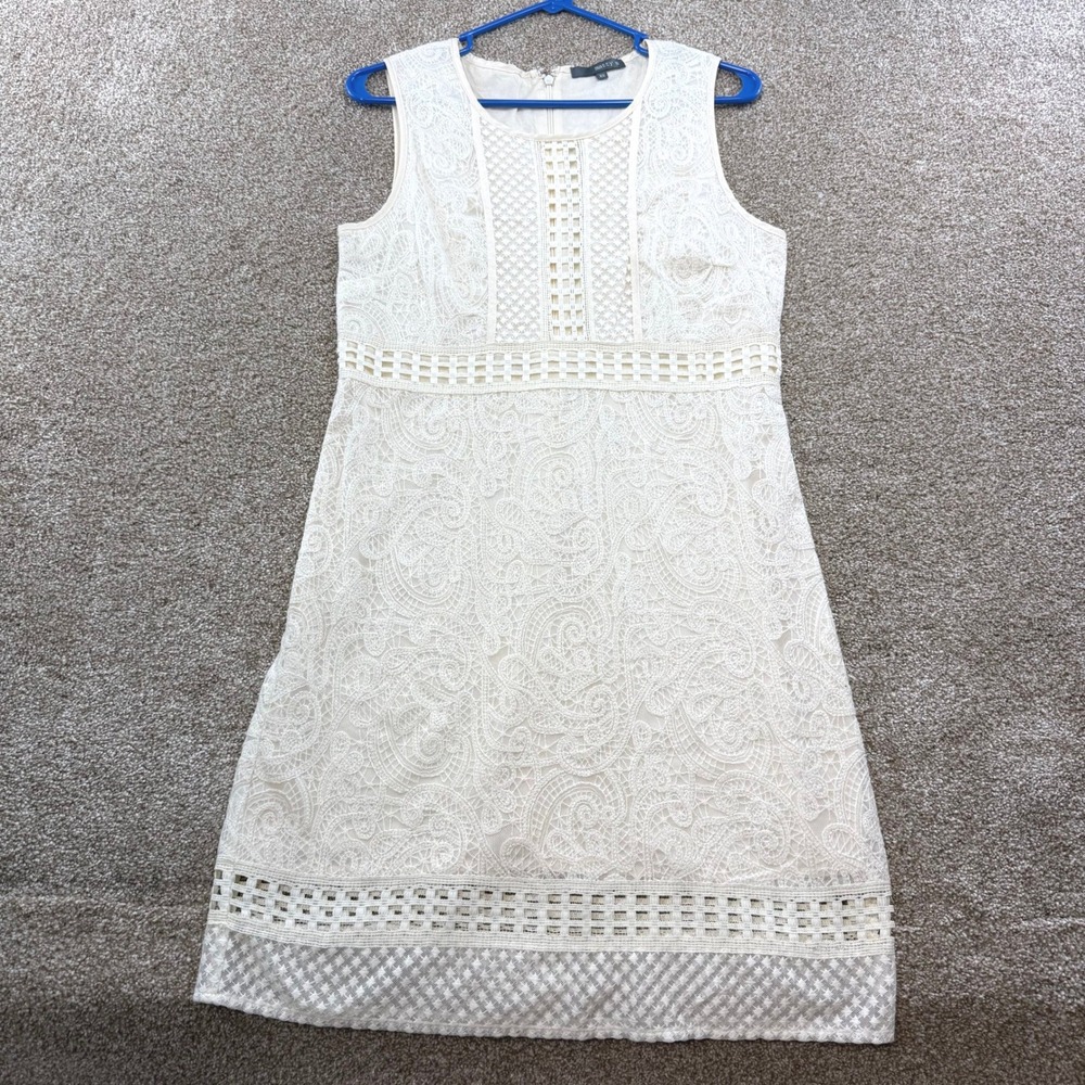 Matty M Womens XS Cream Paisley Lace Sleeveless Dress Cocktail Crochet Romantic